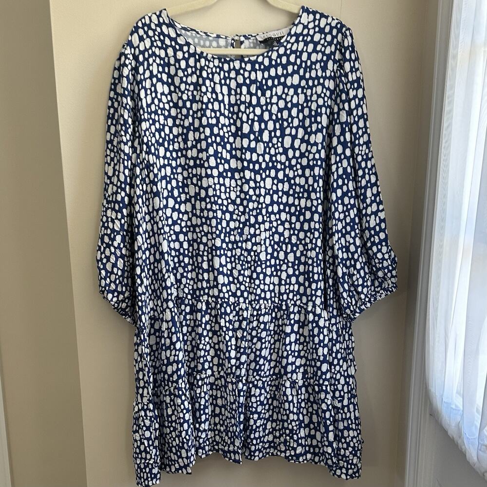 Eloquii Dress Blue & White Polka Dot Size 20W